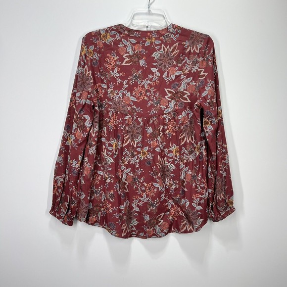 Caffe Marrakesh Blouse Boho Floral Small Button-Up Festival Peasant Rayon Top - Picture 2 of 10